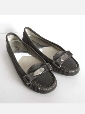 MICHAEL KORS Leather Suede Loafers Grey Shoes sz 7